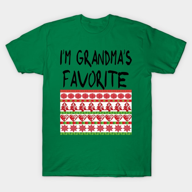 Grandmas Favorite Ugly Sweater Christmas T-Shirt by Dedication